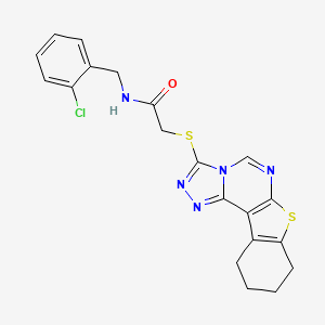 N-[(2-chlorophenyl)methyl]-2-{10-thia-3,4,6,8-tetraazatetracyclo[7.7.0.0^{2,6}.0^{11,16}]hexadeca-1(9),2,4,7,11(16)-pentaen-5-ylsulfanyl}acetamide