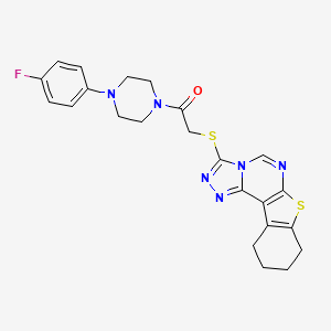 1-[4-(4-Fluorophenyl)piperazin-1-yl]-2-{10-thia-3,4,6,8-tetraazatetracyclo[7.7.0.0^{2,6}.0^{11,16}]hexadeca-1(9),2,4,7,11(16)-pentaen-5-ylsulfanyl}ethan-1-one
