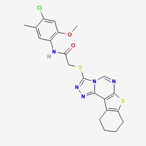 N-(4-chloro-2-methoxy-5-methylphenyl)-2-{10-thia-3,4,6,8-tetraazatetracyclo[7.7.0.0^{2,6}.0^{11,16}]hexadeca-1(9),2,4,7,11(16)-pentaen-5-ylsulfanyl}acetamide