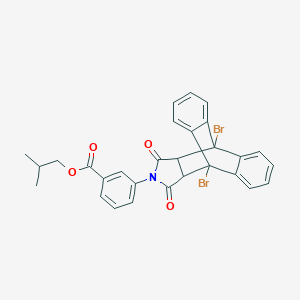molecular formula C29H23Br2NO4 B341493 2-Methylpropyl 3-(1,8-dibromo-16,18-dioxo-17-azapentacyclo[6.6.5.0~2,7~.0~9,14~.0~15,19~]nonadeca-2,4,6,9,11,13-hexaen-17-yl)benzoate (non-preferred name) 