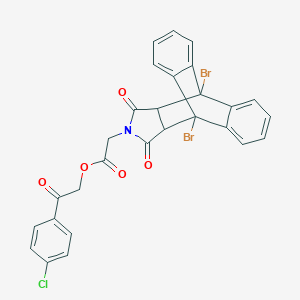 molecular formula C28H18Br2ClNO5 B341496 2-(4-Chlorophenyl)-2-oxoethyl (1,8-dibromo-16,18-dioxo-17-azapentacyclo[6.6.5.0~2,7~.0~9,14~.0~15,19~]nonadeca-2,4,6,9,11,13-hexaen-17-yl)acetate 