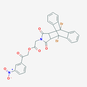 2-(3-Nitrophenyl)-2-oxoethyl (1,8-dibromo-16,18-dioxo-17-azapentacyclo[6.6.5.0~2,7~.0~9,14~.0~15,19~]nonadeca-2,4,6,9,11,13-hexaen-17-yl)acetate (non-preferred name)