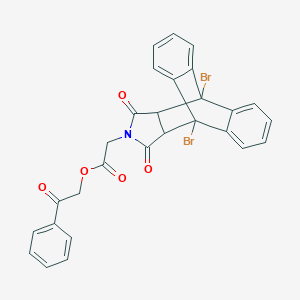 2-Oxo-2-phenylethyl (1,8-dibromo-16,18-dioxo-17-azapentacyclo[6.6.5.0~2,7~.0~9,14~.0~15,19~]nonadeca-2,4,6,9,11,13-hexaen-17-yl)acetate (non-preferred name)