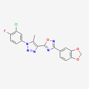 3-(benzo[d][1,3]dioxol-5-yl)-5-(1-(3-chloro-4-fluorophenyl)-5-methyl-1H-1,2,3-triazol-4-yl)-1,2,4-oxadiazole