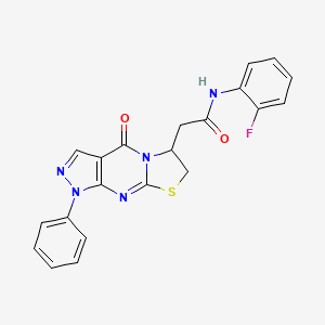 molecular formula C21H16FN5O2S B3415055 N-(2-fluorophenyl)-2-(4-oxo-1-phenyl-1,4,6,7-tetrahydropyrazolo[3,4-d]thiazolo[3,2-a]pyrimidin-6-yl)acetamide CAS No. 952869-56-6