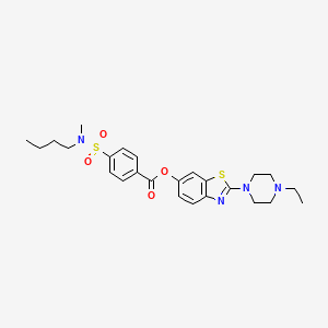 molecular formula C25H32N4O4S2 B3415078 2-(4-ethylpiperazin-1-yl)benzo[d]thiazol-6-yl 4-(N-butyl-N-methylsulfamoyl)benzoate CAS No. 953197-13-2