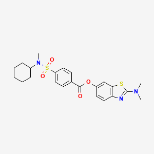 molecular formula C23H27N3O4S2 B3415083 2-(dimethylamino)benzo[d]thiazol-6-yl 4-(N-cyclohexyl-N-methylsulfamoyl)benzoate CAS No. 953197-21-2