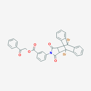 2-Oxo-2-phenylethyl 3-(1,8-dibromo-16,18-dioxo-17-azapentacyclo[6.6.5.0~2,7~.0~9,14~.0~15,19~]nonadeca-2,4,6,9,11,13-hexaen-17-yl)benzoate (non-preferred name)
