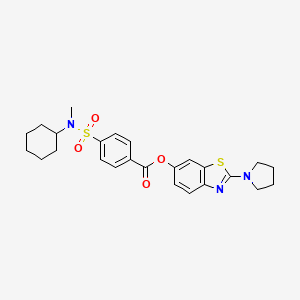 molecular formula C25H29N3O4S2 B3415091 2-(Pyrrolidin-1-yl)-1,3-benzothiazol-6-yl 4-[cyclohexyl(methyl)sulfamoyl]benzoate CAS No. 953197-24-5