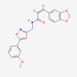 molecular formula C21H18N2O5 B3415101 (Z)-3-(benzo[d][1,3]dioxol-5-yl)-N-((5-(3-methoxyphenyl)isoxazol-3-yl)methyl)acrylamide CAS No. 953253-31-1