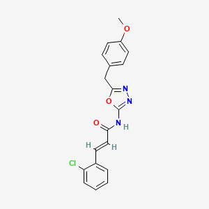molecular formula C19H16ClN3O3 B3415127 (E)-3-(2-chlorophenyl)-N-(5-(4-methoxybenzyl)-1,3,4-oxadiazol-2-yl)acrylamide CAS No. 954601-25-3