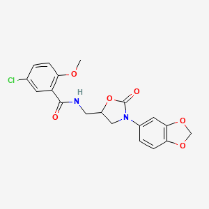 molecular formula C19H17ClN2O6 B3415133 N-((3-(benzo[d][1,3]dioxol-5-yl)-2-oxooxazolidin-5-yl)methyl)-5-chloro-2-methoxybenzamide CAS No. 954605-47-1