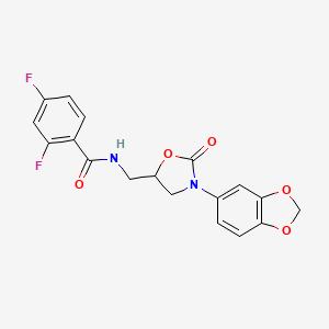 molecular formula C18H14F2N2O5 B3415137 N-((3-(benzo[d][1,3]dioxol-5-yl)-2-oxooxazolidin-5-yl)methyl)-2,4-difluorobenzamide CAS No. 954629-63-1
