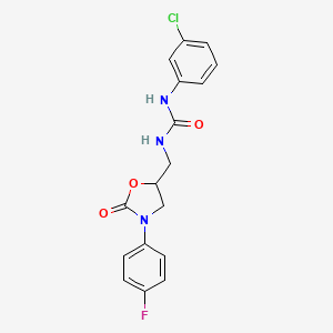 molecular formula C17H15ClFN3O3 B3415145 1-(3-Chlorophenyl)-3-((3-(4-fluorophenyl)-2-oxooxazolidin-5-yl)methyl)urea CAS No. 954632-66-7