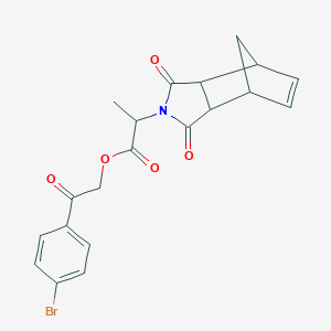 molecular formula C20H18BrNO5 B341516 2-(4-bromophenyl)-2-oxoethyl 2-(1,3-dioxo-1,3,3a,4,7,7a-hexahydro-2H-4,7-methanoisoindol-2-yl)propanoate 