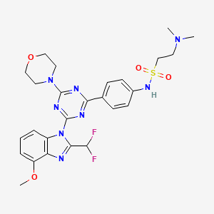 molecular formula C26H30F2N8O4S B3415271 N-(4-(4-(2-(difluoromethyl)-4-methoxy-1H-benzo[d]imidazol-1-yl)-6-morpholino-1,3,5-triazin-2-yl)phenyl)-2-(dimethylamino)ethanesulfonamide CAS No. 1246203-32-6