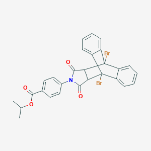molecular formula C28H21Br2NO4 B341581 Propan-2-yl 4-(1,8-dibromo-16,18-dioxo-17-azapentacyclo[6.6.5.0~2,7~.0~9,14~.0~15,19~]nonadeca-2,4,6,9,11,13-hexaen-17-yl)benzoate (non-preferred name) 