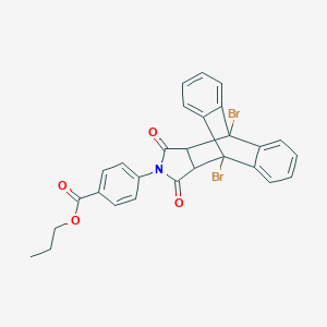 molecular formula C28H21Br2NO4 B341582 Propyl 4-(1,8-dibromo-16,18-dioxo-17-azapentacyclo[6.6.5.0~2,7~.0~9,14~.0~15,19~]nonadeca-2,4,6,9,11,13-hexaen-17-yl)benzoate (non-preferred name) 