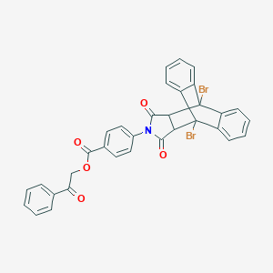 2-Oxo-2-phenylethyl 4-(1,8-dibromo-16,18-dioxo-17-azapentacyclo[6.6.5.0~2,7~.0~9,14~.0~15,19~]nonadeca-2,4,6,9,11,13-hexaen-17-yl)benzoate (non-preferred name)