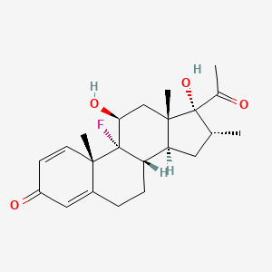 molecular formula C22H29FO4 B3415872 (8S,9R,10S,11S,13S,14S,16R,17R)-17-Acetyl-9-fluoro-11,17-dihydroxy-10,13,16-trimethyl-6,7,8,11,12,14,15,16-octahydrocyclopenta[a]phenanthren-3-one CAS No. 426-15-3