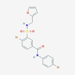 molecular formula C18H14Br2N2O4S B341604 4-bromo-N-(4-bromophenyl)-3-{[(2-furylmethyl)amino]sulfonyl}benzamide 
