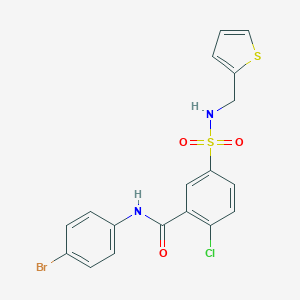 molecular formula C18H14BrClN2O3S2 B341605 N-(4-bromophenyl)-2-chloro-5-(thiophen-2-ylmethylsulfamoyl)benzamide 