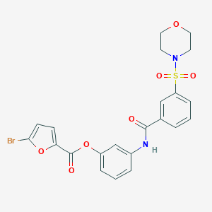 molecular formula C22H19BrN2O7S B341607 3-{[3-(4-Morpholinylsulfonyl)benzoyl]amino}phenyl 5-bromo-2-furoate 