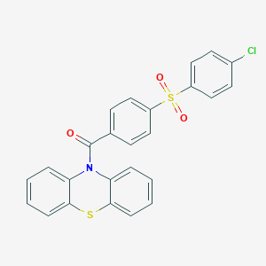 molecular formula C25H16ClNO3S2 B341608 10-{4-[(4-chlorophenyl)sulfonyl]benzoyl}-10H-phenothiazine 