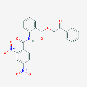 molecular formula C22H15N3O8 B341613 2-Oxo-2-phenylethyl 2-({2,4-dinitrobenzoyl}amino)benzoate 