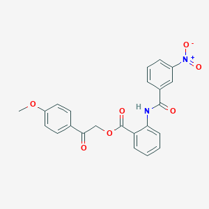 molecular formula C23H18N2O7 B341614 2-(4-Methoxyphenyl)-2-oxoethyl 2-({3-nitrobenzoyl}amino)benzoate 