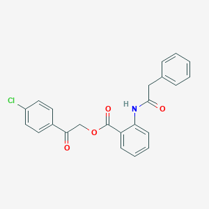molecular formula C23H18ClNO4 B341618 2-(4-Chlorophenyl)-2-oxoethyl 2-[(phenylacetyl)amino]benzoate 