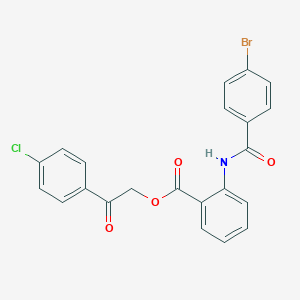 molecular formula C22H15BrClNO4 B341623 2-(4-Chlorophenyl)-2-oxoethyl 2-[(4-bromobenzoyl)amino]benzoate 