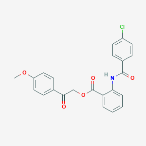 molecular formula C23H18ClNO5 B341624 2-(4-Methoxyphenyl)-2-oxoethyl 2-[(4-chlorobenzoyl)amino]benzoate 