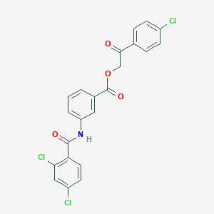 molecular formula C22H14Cl3NO4 B341628 2-(4-Chlorophenyl)-2-oxoethyl 3-[(2,4-dichlorobenzoyl)amino]benzoate 