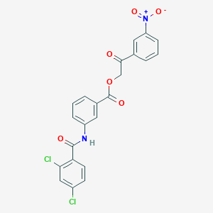 molecular formula C22H14Cl2N2O6 B341630 2-{3-Nitrophenyl}-2-oxoethyl 3-[(2,4-dichlorobenzoyl)amino]benzoate 