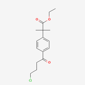 molecular formula C16H21ClO3 B3416396 Ethyl 4-(4-chloro-1-oxobutyl)-alpha,alpha-dimethylbenzeneacetate CAS No. 76811-97-7