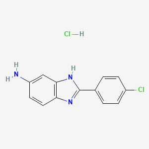 molecular formula C13H11Cl2N3 B3416418 2-(4-Chlorophenyl)-1H-benzoimidazol-5-ylamine hydrochloride CAS No. 817172-30-8