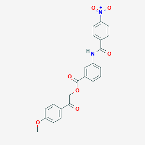 molecular formula C23H18N2O7 B341642 2-(4-Methoxyphenyl)-2-oxoethyl 3-({4-nitrobenzoyl}amino)benzoate 