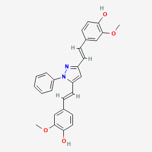 molecular formula C27H24N2O4 B3416457 4,4'-(1E,1'E)-2,2'-(1-苯基-1H-吡唑-3,5-二基)双(乙烯-2,1-二基)双(2-甲氧基苯酚) CAS No. 828911-76-8