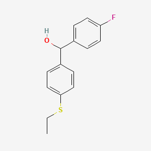 molecular formula C15H15FOS B3416542 4-(Ethylthio)-4'-fluorobenzhydrol CAS No. 844856-34-4