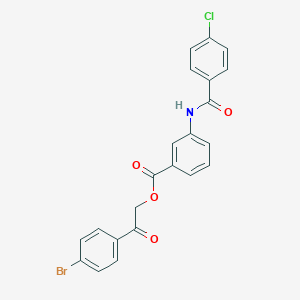 molecular formula C22H15BrClNO4 B341655 3-(4-Chloro-benzoylamino)-benzoic acid 2-(4-bromo-phenyl)-2-oxo-ethyl ester 