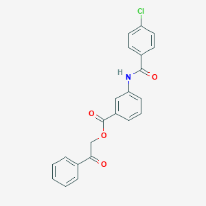 molecular formula C22H16ClNO4 B341656 2-Oxo-2-phenylethyl 3-[(4-chlorobenzoyl)amino]benzoate 