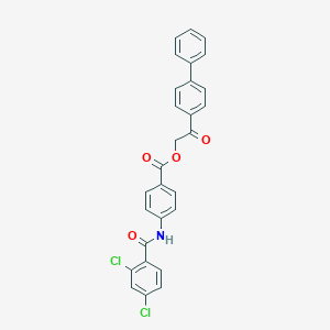 molecular formula C28H19Cl2NO4 B341657 2-(Biphenyl-4-yl)-2-oxoethyl 4-{[(2,4-dichlorophenyl)carbonyl]amino}benzoate 
