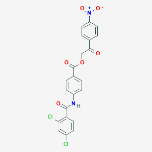 molecular formula C22H14Cl2N2O6 B341659 2-{4-Nitrophenyl}-2-oxoethyl 4-[(2,4-dichlorobenzoyl)amino]benzoate 
