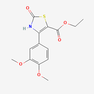 molecular formula C14H15NO5S B3416667 4-(3,4-Dimethoxy-phenyl)-2-oxo-2,3-dihydro-thiazole-5-carboxylic acid ethyl ester CAS No. 886497-86-5