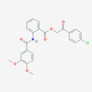molecular formula C24H20ClNO6 B341670 2-(4-Chlorophenyl)-2-oxoethyl 2-[(3,4-dimethoxybenzoyl)amino]benzoate 