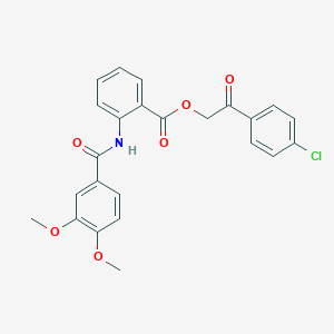 2-(4-CHLOROPHENYL)-2-OXOETHYL 2-(3,4-DIMETHOXYBENZAMIDO)BENZOATE