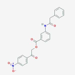 molecular formula C23H18N2O6 B341676 3-Phenylacetylamino-benzoic acid 2-(4-nitro-phenyl)-2-oxo-ethyl ester 