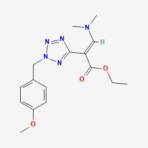 molecular formula C16H21N5O3 B3416771 (E)-3-(Dimethylamino)-2-[2-(4-methoxybenzyl)-2H-tetrazol-5-yl]acrylic acid ethyl ester CAS No. 91660-69-4