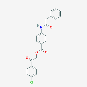 molecular formula C23H18ClNO4 B341683 2-(4-Chlorophenyl)-2-oxoethyl 4-[(phenylacetyl)amino]benzoate 